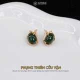  Khuyên Tai Vàng Phụng Thiên Cửu Vận Ngọc Bích Canada KT: 10x8x4li (Không Kén Mệnh) Độc Quyền Katgems 