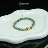  Vòng Đơn Ngọc Phỉ Thúy Gà Đen Nếp Băng 6ly Mix Cỏ Bốn Lá Vàng Trang Sức (Không Kén Mệnh) 2-134002 