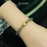  Vòng Đơn Ngọc Phỉ Thúy Gà Đen Nếp Băng 6ly Mix Cỏ Bốn Lá Vàng Trang Sức (Không Kén Mệnh) 2-134002 