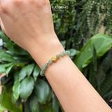  Vòng Đơn Ngọc Phỉ Thúy Gà Đen Nếp Băng 6ly Mix Cỏ Bốn Lá Vàng Trang Sức (Không Kén Mệnh) 2-134002 