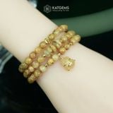  Vòng Chuỗi 6.2li Thạch Anh Tóc Vàng Mix Bi Kim Tiền, Ngũ Điếu Và Túi Tiền Kim Bảo Bản Nâng Cấp (Kim, Thổ) 1-122003 