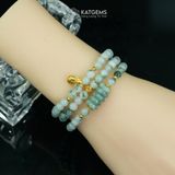  Vòng Chuỗi Ngọc Phỉ Thúy Hoa Bay 5.5ly Mix Bi Kim Tiền Vàng, Ngũ Điếu Và Túi Tiền Vàng Trang Sức (Không Kén Mệnh) 1-127037 