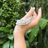  Vòng Chuỗi Bạch Ngọc 5.6ly Mix Bi Kim Tiền Vàng, Ngũ Điếu Và Cỏ Bốn Lá Vàng Trang Sức (Không Kén Mệnh) V-129004 