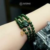  Vòng Chuỗi Ngọc Bích CANADA 6ly Mix Ngũ Điếu, Hồ Ly Phượng, Bi Kim Tiền Và Charm Hoa Sen Vàng Trang Sức (Không Kén Mệnh) 