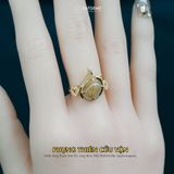  Nhẫn Vàng Phụng Thiên Cửu Vận Thạch Anh Tóc Vàng ( Kim, Thổ ) Độc Quyền Katgems 