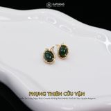  Khuyên Tai Vàng Phụng Thiên Cửu Vận Ngọc Bích Canada KT: 10x8x4li (Không Kén Mệnh) Độc Quyền Katgems 