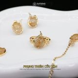  Nhẫn Vàng Phụng Thiên Cửu Vận Thạch Anh Tóc Vàng ( Kim, Thổ ) Độc Quyền Katgems 