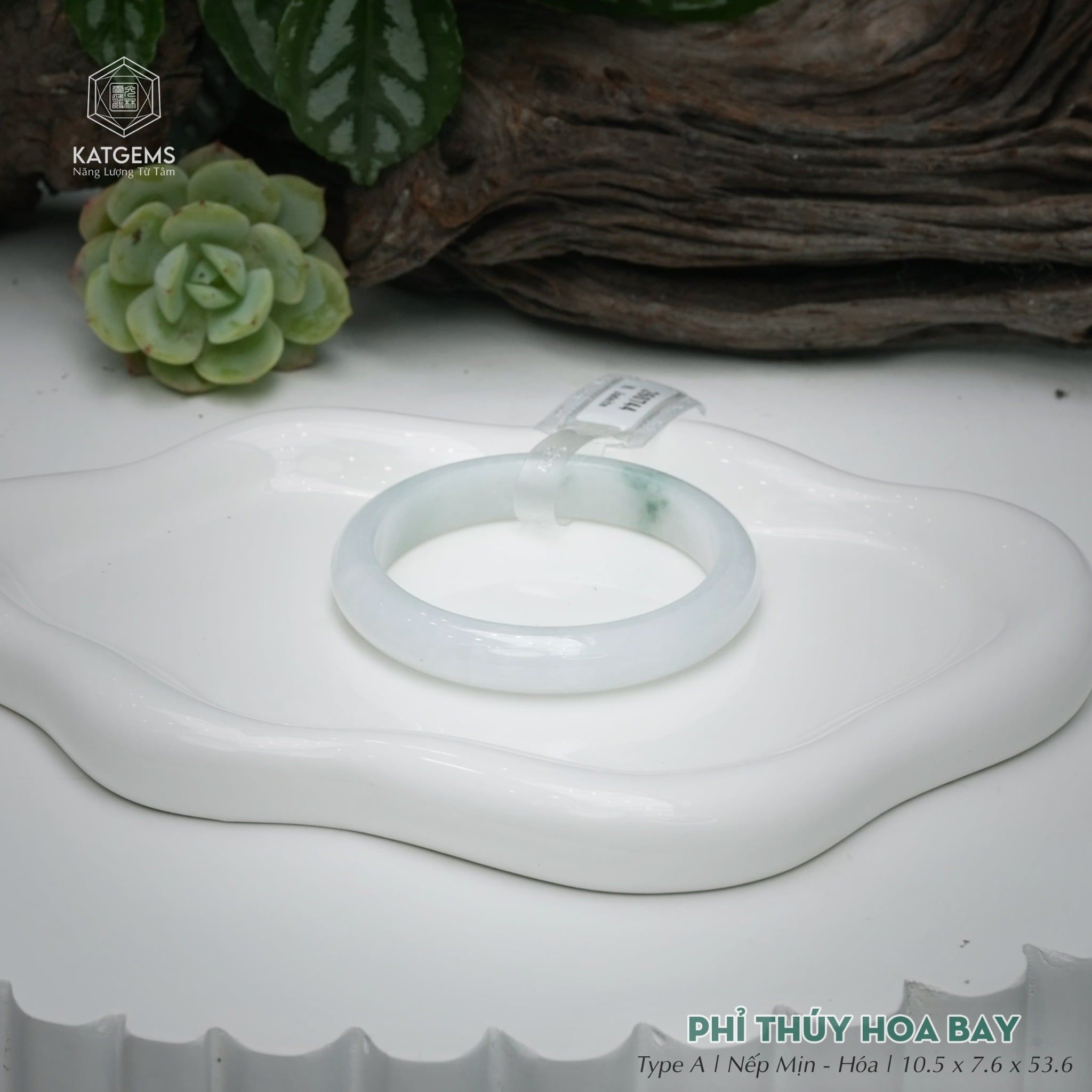  Vòng Khối Ngọc Phỉ Thúy Hoa Bay Cao Cấp Bản Hẹ KT: 10.5 x 7.6 x 53.6  (Không Kén Mệnh) 260744 