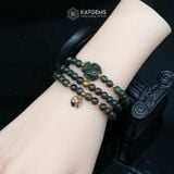  Chuỗi Vòng Thạch Anh Tóc Xanh 6ly Hồ Ly Mix Túi Tiền Và Bi Kim Tiền Vàng (Mộc, Hỏa) 