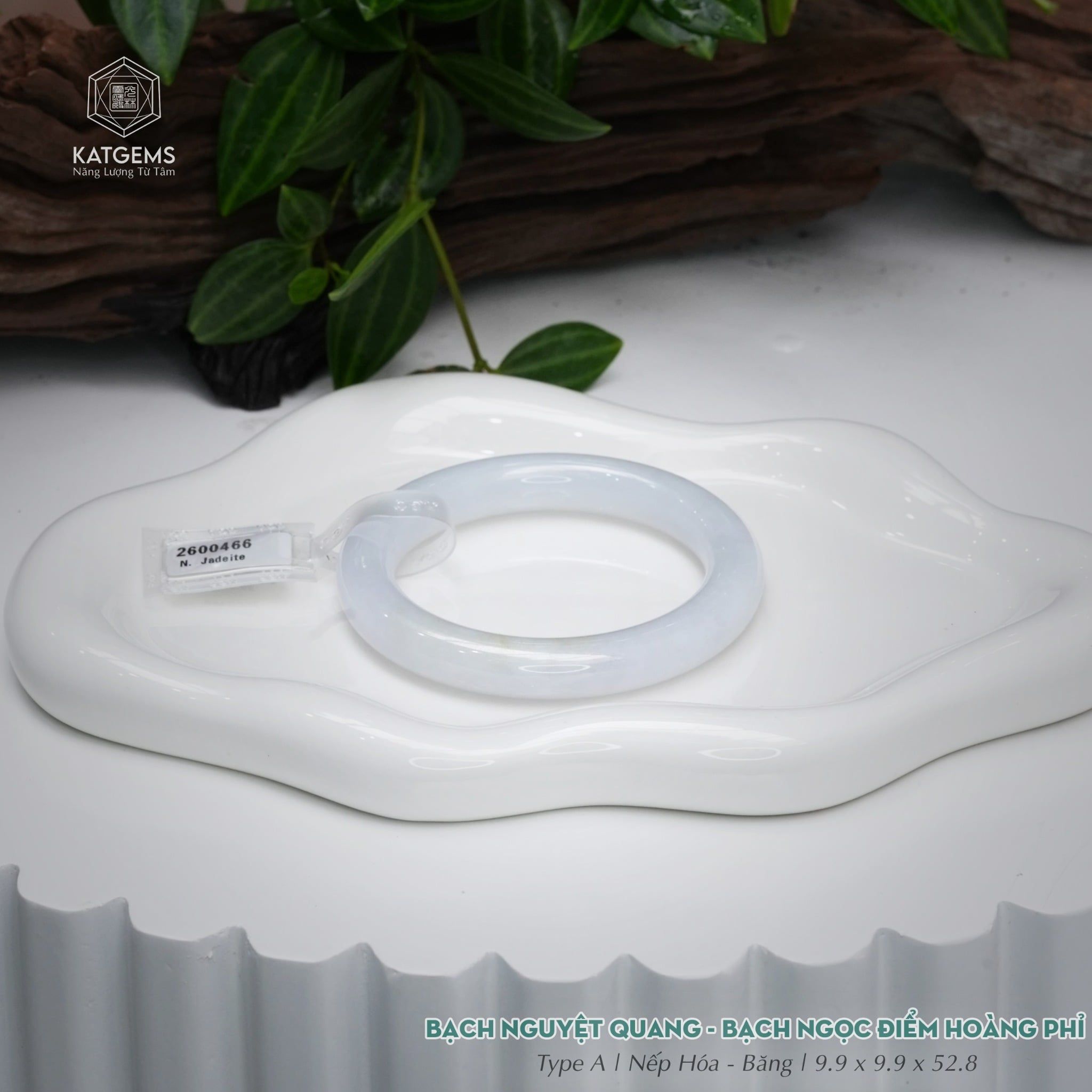  Vòng Khối Ngọc Phỉ Bạch Nguyệt Quang (Bạch Ngọc) Cao Cấp Bản Đũa 9.9 x 9.9 x 52.8 (Không Kén Mệnh) 2600466 