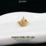  Nhẫn Vàng Phụng Thiên Cửu Vận Thạch Anh Tóc Vàng ( Kim, Thổ ) Độc Quyền Katgems 