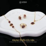  Bộ Trang Sức Vàng Phụng Thiên Cửu Vận Thạch Anh Tóc Đỏ (Hỏa, Thổ) Độc Quyền Katgems 