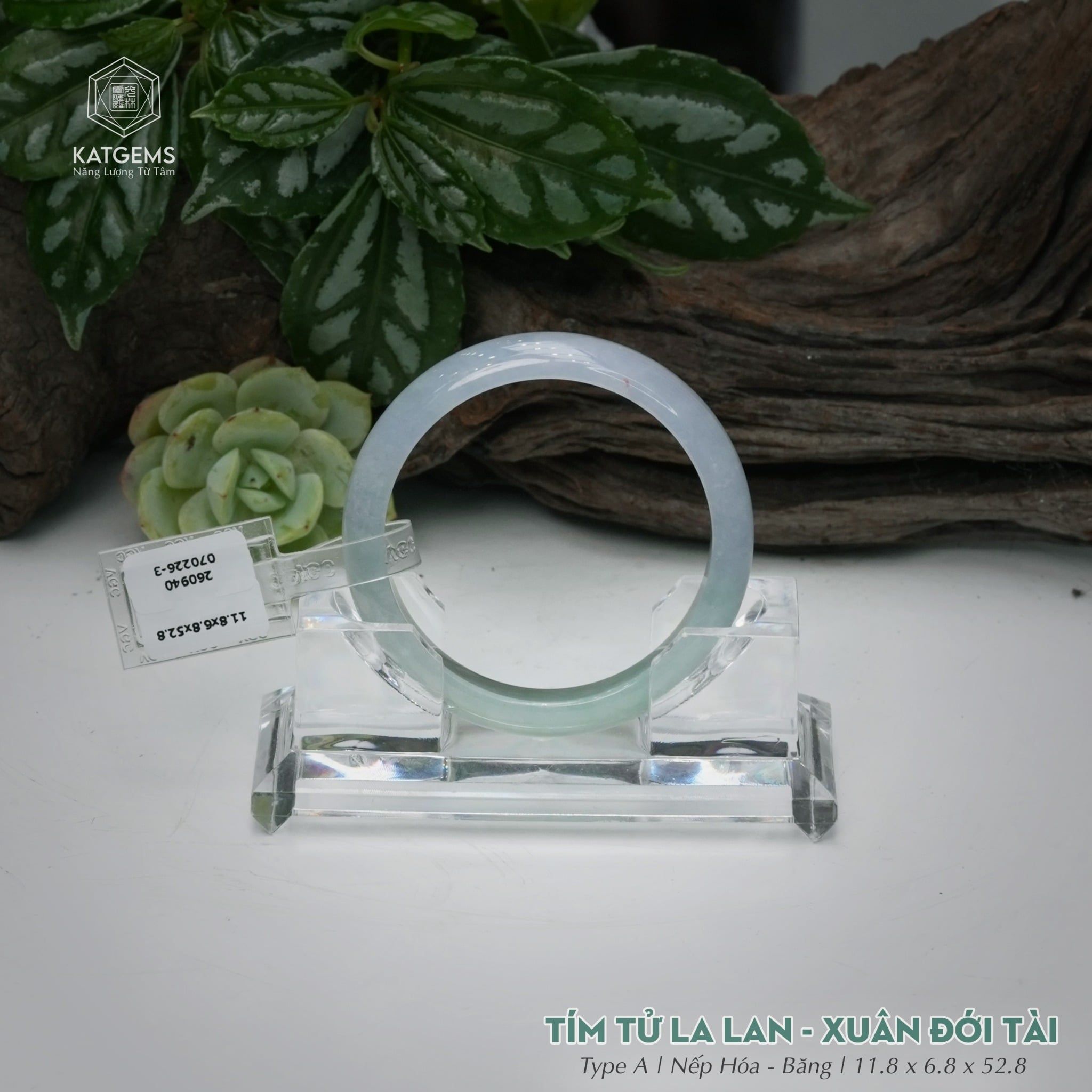  Vòng Khối Ngọc Phỉ Thúy Tím Tử La Lan Xuân Đới Tài Cao Cấp Bản Hẹ KT: 11.8 x 6.8 x 52.8  (Không Kén Mệnh) 260940 