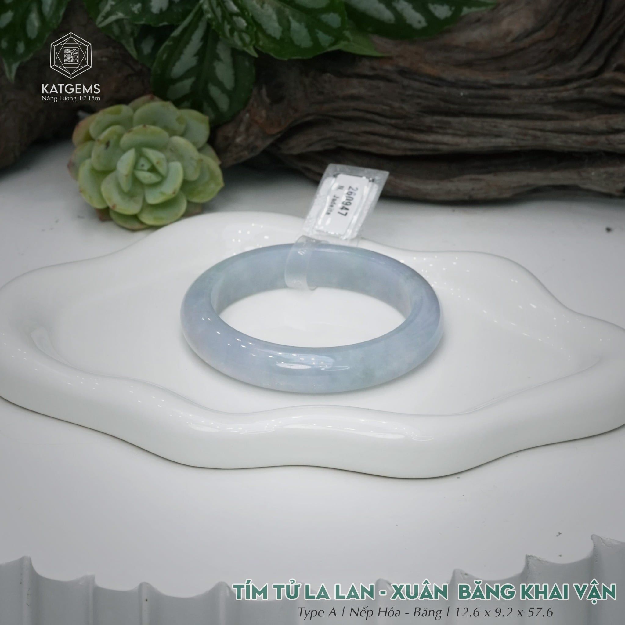  Vòng Khối Ngọc Phỉ Thúy Tím Tử La Lan Xuân Băng Khai Vận Cao Cấp Bản Hẹ KT: 12.6 x 9.2 x 57.6  (Không Kén Mệnh) 260947 