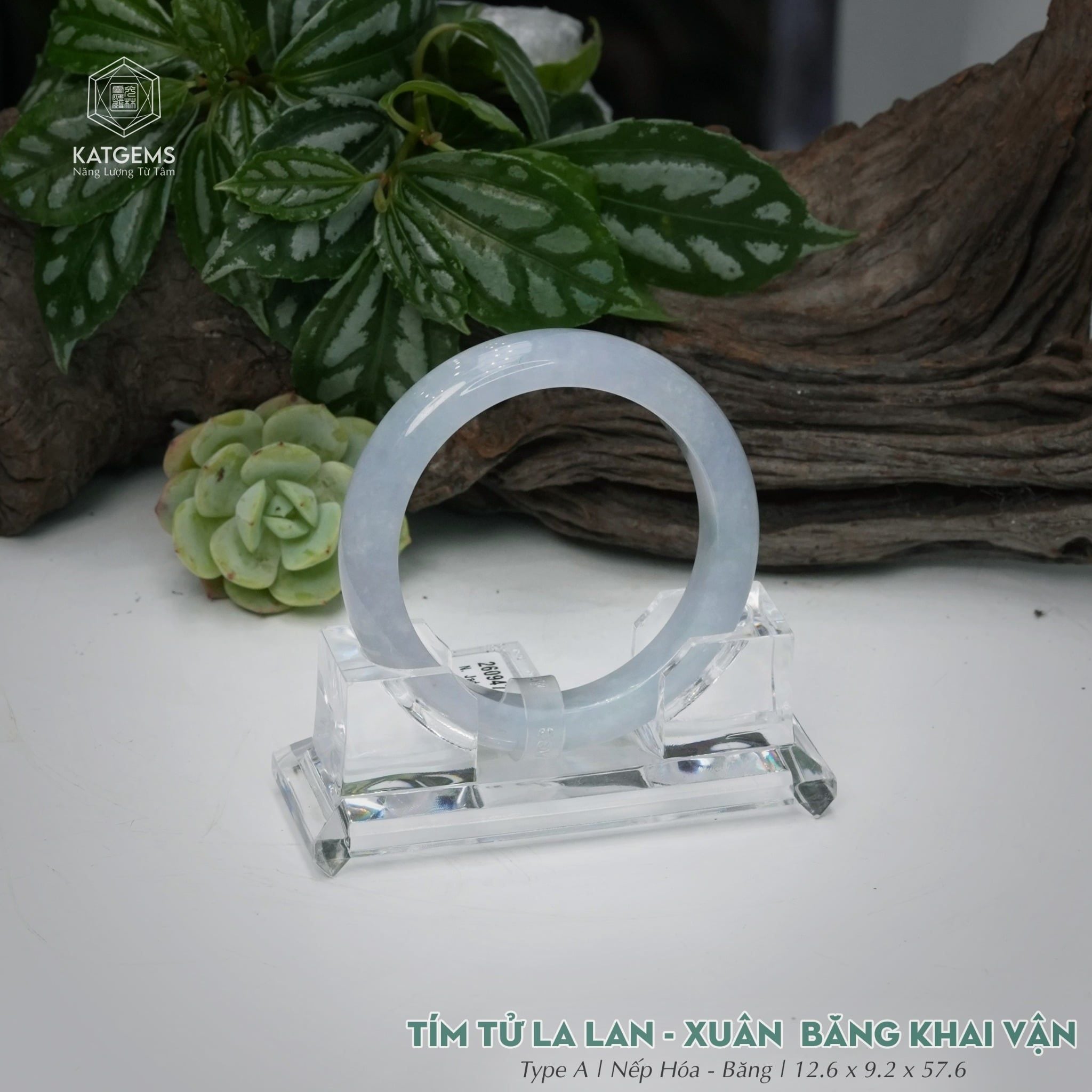  Vòng Khối Ngọc Phỉ Thúy Tím Tử La Lan Xuân Băng Khai Vận Cao Cấp Bản Hẹ KT: 12.6 x 9.2 x 57.6  (Không Kén Mệnh) 260947 