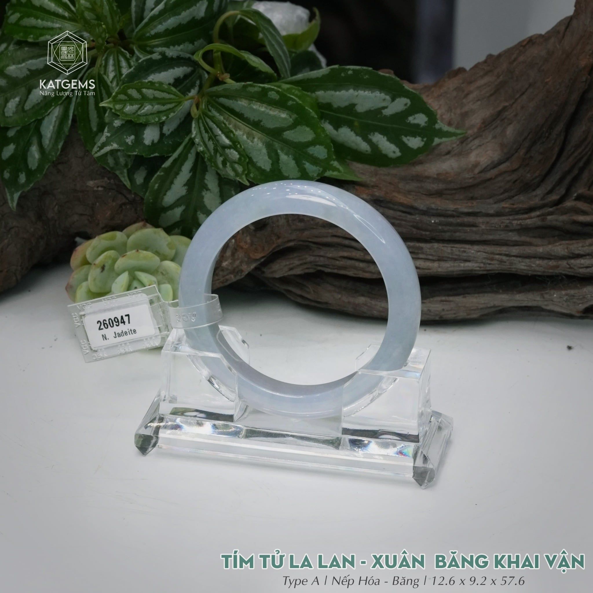  Vòng Khối Ngọc Phỉ Thúy Tím Tử La Lan Xuân Băng Khai Vận Cao Cấp Bản Hẹ KT: 12.6 x 9.2 x 57.6  (Không Kén Mệnh) 260947 