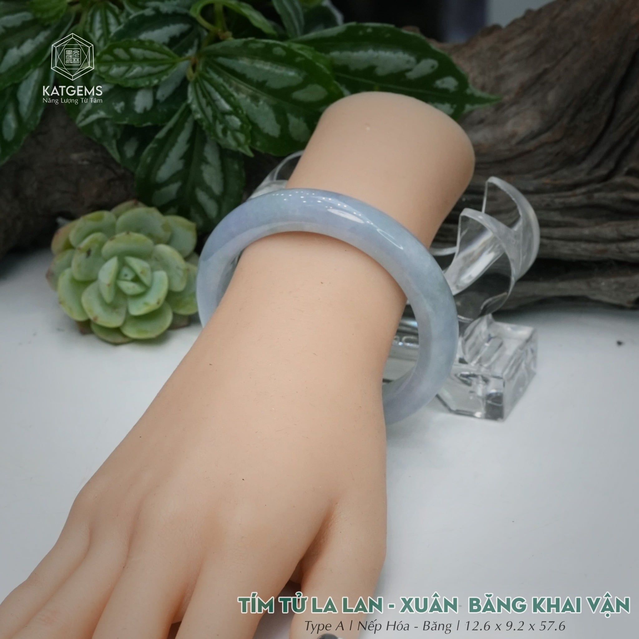  Vòng Khối Ngọc Phỉ Thúy Tím Tử La Lan Xuân Băng Khai Vận Cao Cấp Bản Hẹ KT: 12.6 x 9.2 x 57.6  (Không Kén Mệnh) 260947 