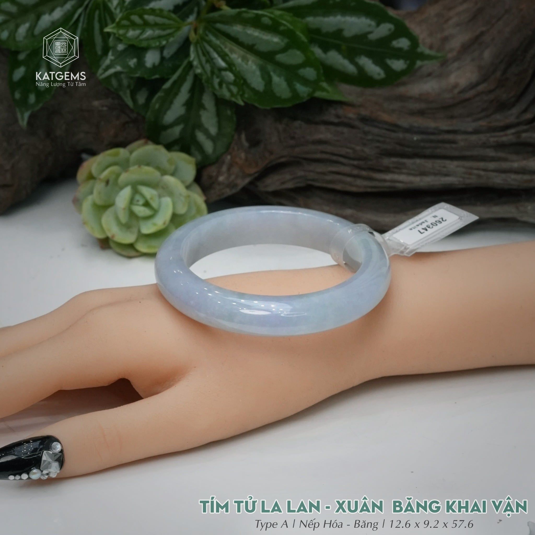  Vòng Khối Ngọc Phỉ Thúy Tím Tử La Lan Xuân Băng Khai Vận Cao Cấp Bản Hẹ KT: 12.6 x 9.2 x 57.6  (Không Kén Mệnh) 260947 