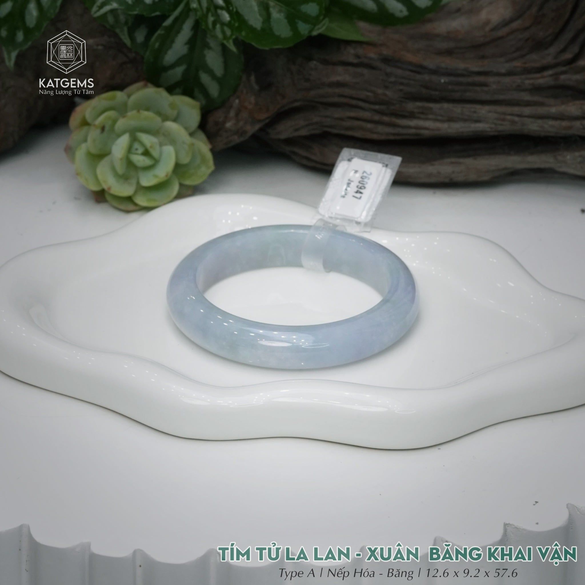  Vòng Khối Ngọc Phỉ Thúy Tím Tử La Lan Xuân Băng Khai Vận Cao Cấp Bản Hẹ KT: 12.6 x 9.2 x 57.6  (Không Kén Mệnh) 260947 