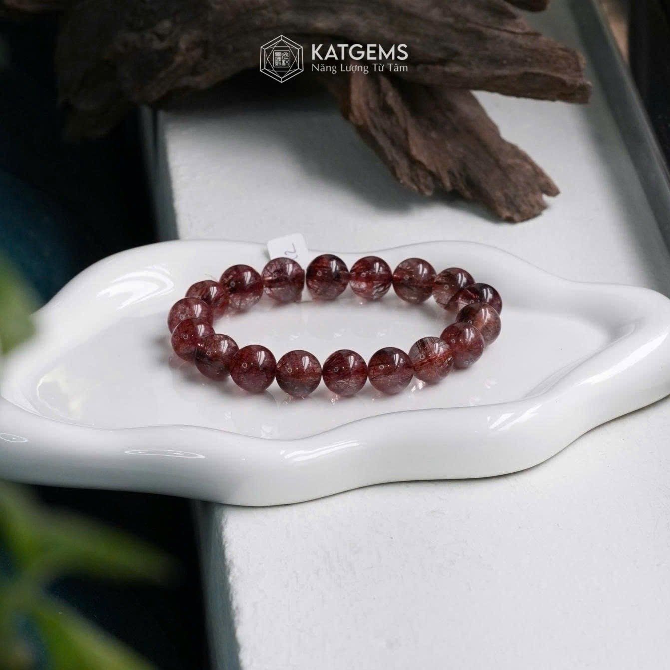  Vòng Đơn Thạch Anh Tóc Đỏ Vip 11.9ly (Thổ, Hỏa)- 180012 