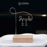  Khuyên Tai Kim Tâm Như Ý Đá Thạch Anh Tóc Đen (Thủy, Mộc) 