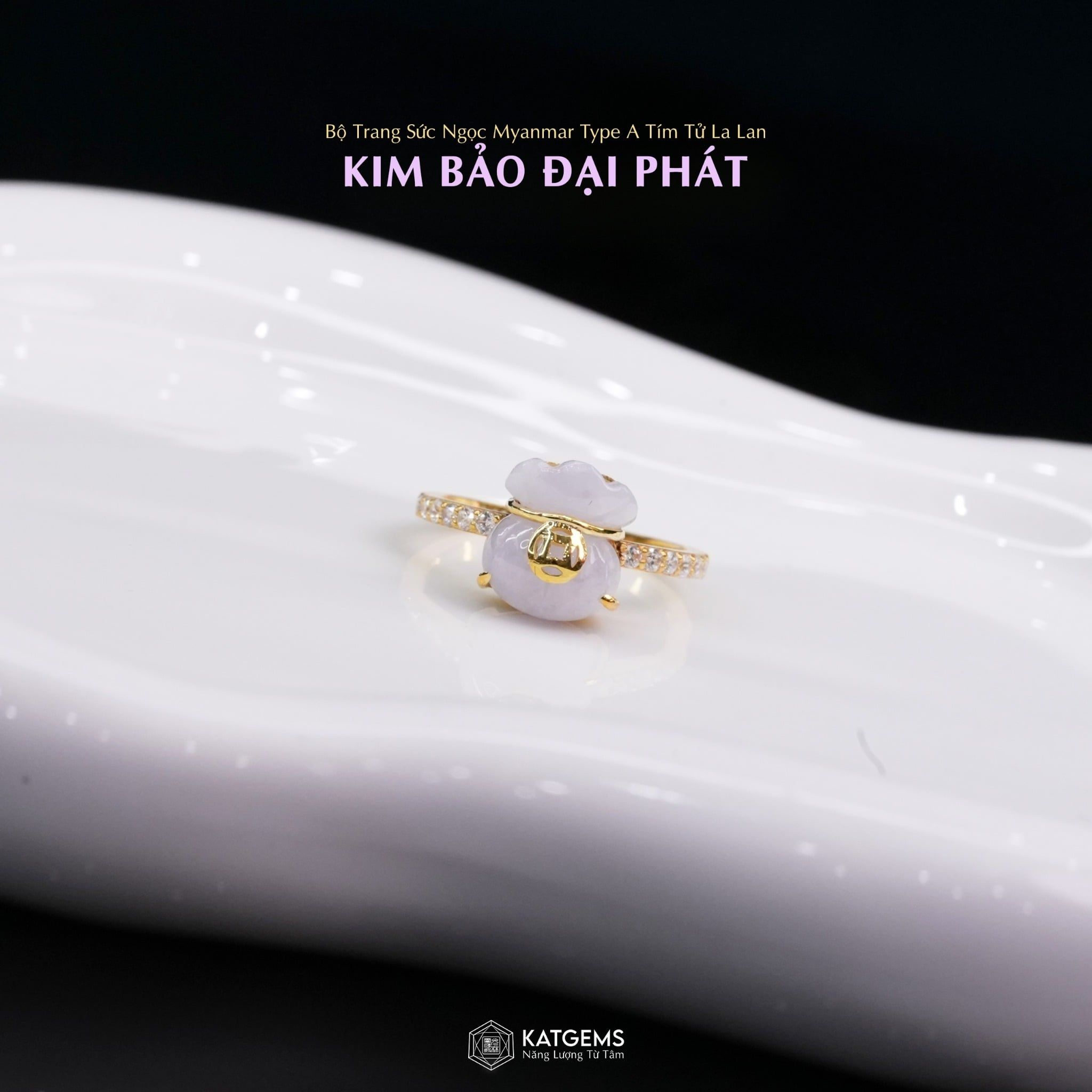  Bộ Trang Sức Kim Bảo Đại Phát Ngọc Phỉ Thúy Tím Tử La Lan Cao Cấp ( Không Kén Mệnh ) 