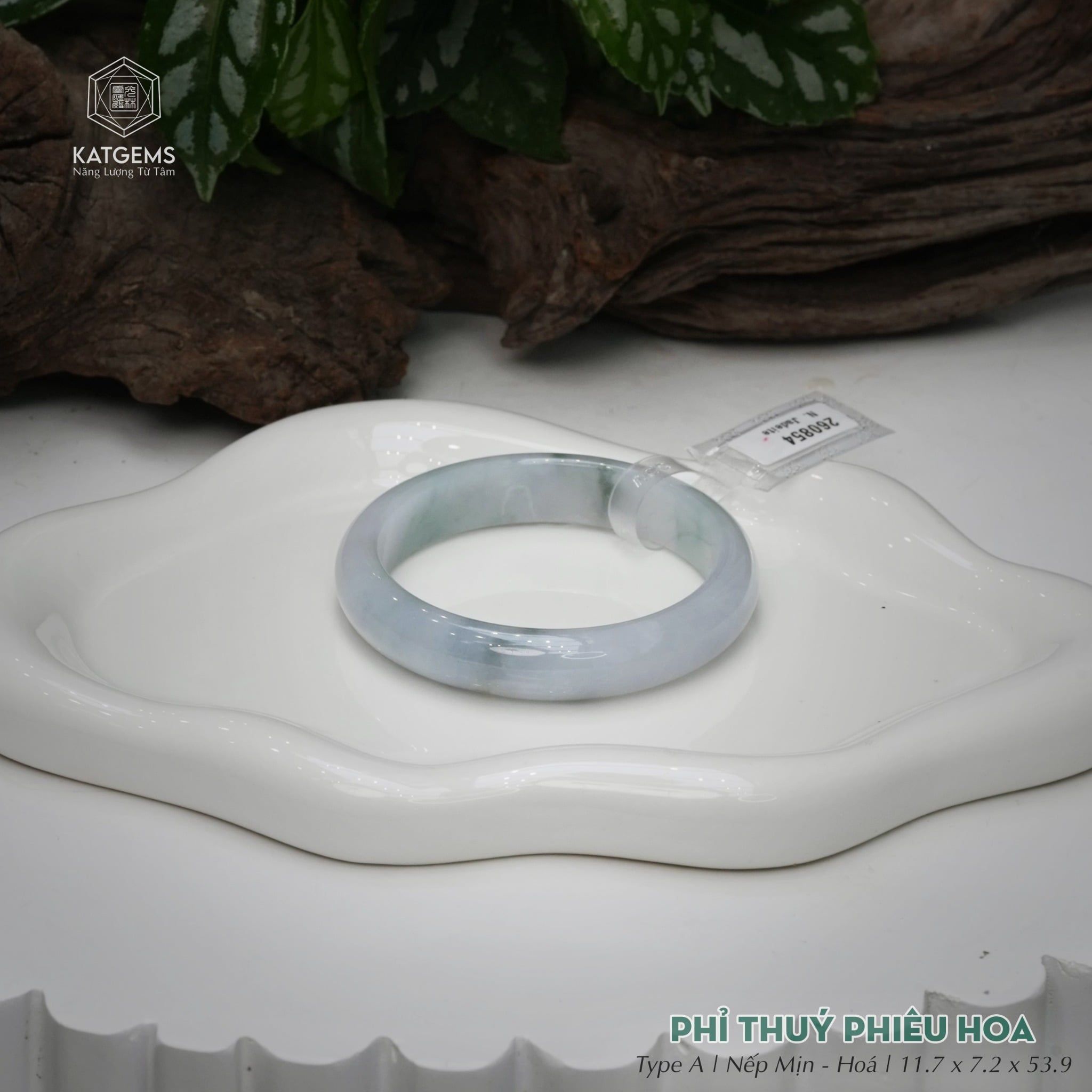  Vòng Khối Ngọc Phỉ Thúy Phiêu Hoa Cao Cấp Bản Hẹ 11.7 x 7.2 x 53.9 (Không Kén Mệnh) 260854 