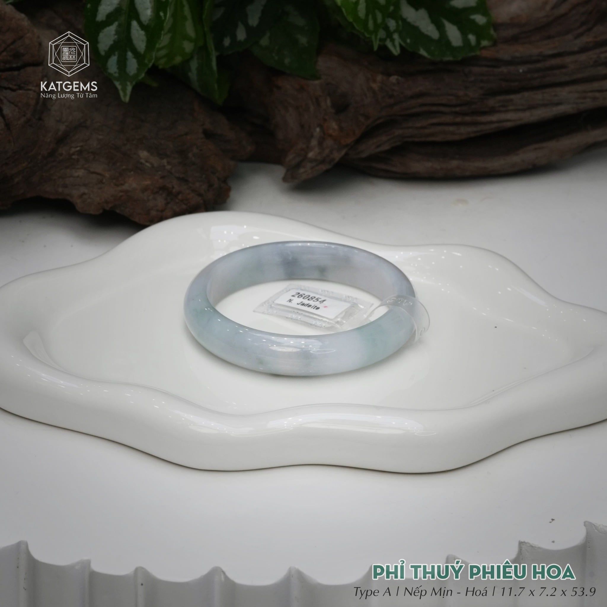  Vòng Khối Ngọc Phỉ Thúy Phiêu Hoa Cao Cấp Bản Hẹ 11.7 x 7.2 x 53.9 (Không Kén Mệnh) 260854 