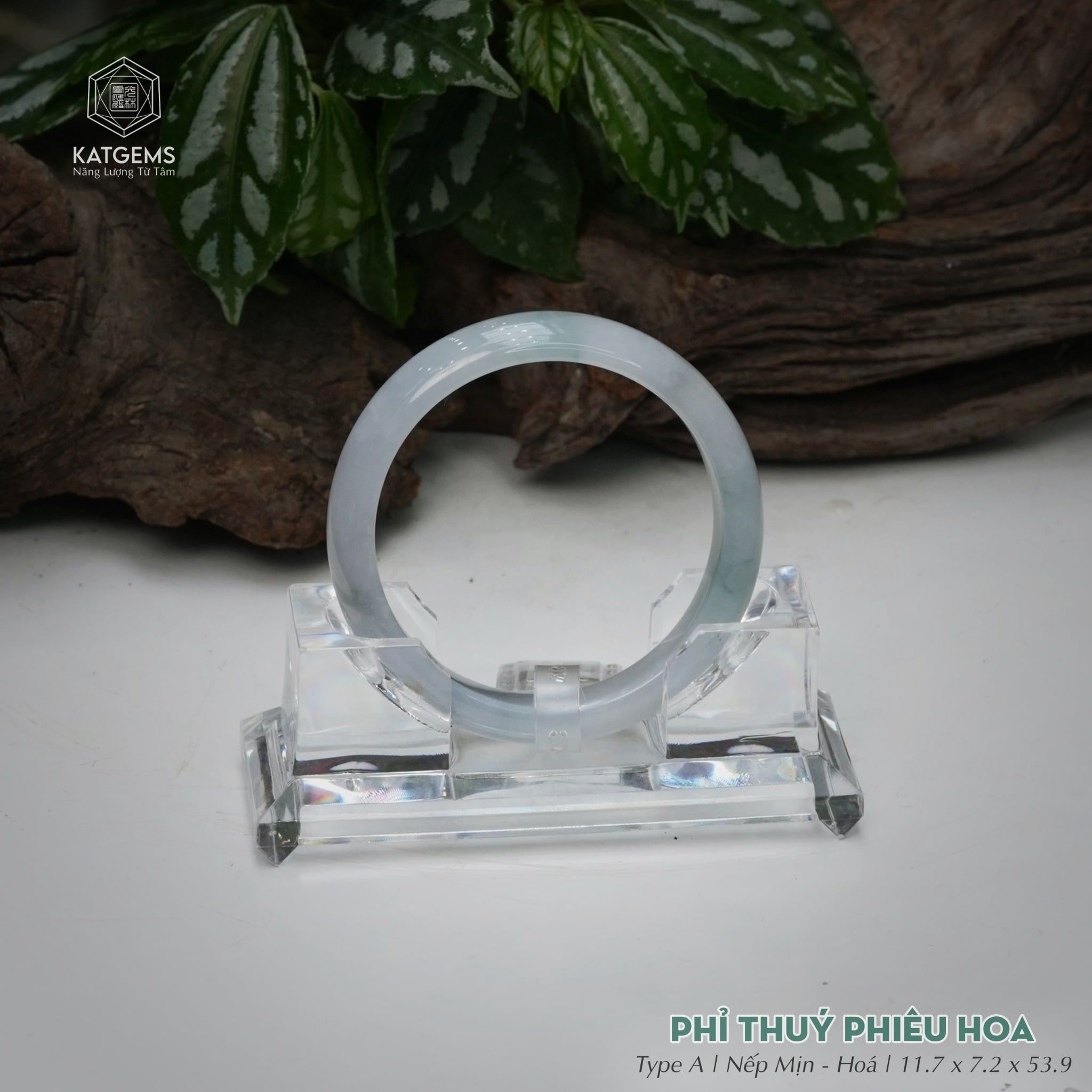  Vòng Khối Ngọc Phỉ Thúy Phiêu Hoa Cao Cấp Bản Hẹ 11.7 x 7.2 x 53.9 (Không Kén Mệnh) 260854 