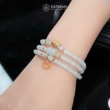  Vòng Chuỗi Bạch Ngọc Hoa Bay Bánh Xe Chất Băng 4.5ly Mix Ngũ Điếu, Gạo Vàng và Hoa Sen Vàng Trang Sức (Không Kén Mệnh) 