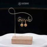  Khuyên Tai Kim Tâm Như Ý Đá Thạch Anh Tóc Vàng (Kim, Thổ) 