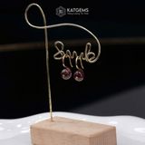  Khuyên Tai Kim Tâm Như Ý Đá Thạch Anh Tóc Đỏ (Hỏa, Thổ) 