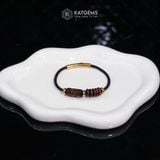 VòngVòng Dây Cáp Đá Mắt Hổ Nâu Lu Thống Chạm Mix Ngũ Điếu (Kim Thổ) 