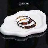  Vòng Đôi Dây Cáp Đá Mắt Hổ Nâu Lu Thống Chạm Mix Ngũ Điếu (Kim Thổ) 