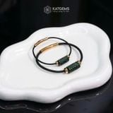  Vòng Đôi Dây Cáp Lu Thống Ngọc Cẩm Thạch Sơn Thuỷ (Type B) Chạm Kim Tiền (Không Kén Mệnh) 