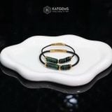  Vòng Đôi Dây Cáp Ngọc Cẩm Thạch Sơn Thủy (Type B) Mix Lu Thống Trơn Và Ngũ Điếu  (Không Kén Mệnh) 210525-1 