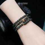  Chuỗi Vòng Thạch Anh Tóc Xanh 5.5ly Mix Ngũ Điếu Và Bi Kim Tiền Vàng Trang Sức (Mộc, Hỏa) 