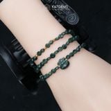  Vòng Chuỗi Lam Ngọc Dẹt 5ly mix Túi Tiền Kim Bảo và Bi Vàng Trang Sức (Không Kén Mệnh) 