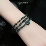  Vòng Chuỗi Lam Ngọc Dẹt 5ly mix Túi Tiền Kim Bảo và Bi Vàng Trang Sức (Không Kén Mệnh) 