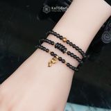  Chuỗi Vòng Thạch Anh Tóc Đen 4.5ly Ngũ Điếu Mix Hồ Ly, Bi Kim Tiền Vàng Trang Sức (Mộc, Thủy) 