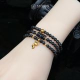  Chuỗi Vòng Thạch Anh Tóc Đen 4.5ly Ngũ Điếu Mix Hồ Ly, Bi Kim Tiền Vàng Trang Sức (Mộc, Thủy) 