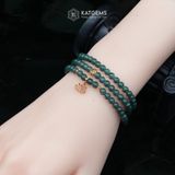  Chuỗi Vòng Lam Ngọc Chất Băng Jade A 4.8ly Hoa Sen Và Bi Kim Tiền Vàng (Không Kén Mệnh) 