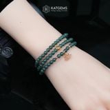  Chuỗi Vòng Lam Ngọc Chất Băng Jade A 4.8ly Hoa Sen Và Bi Kim Tiền Vàng (Không Kén Mệnh) 