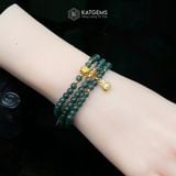  Chuỗi Vòng Lam Ngọc Chất Băng Jade A 4.8ly Hoa Sen, Hạt Gạo, Túi Tiền Vàng (Không Kén Mệnh) 