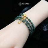  Chuỗi Vòng Lam Ngọc Chất Băng Jade A 4.8ly Hoa Sen, Hạt Gạo, Túi Tiền Vàng (Không Kén Mệnh) 