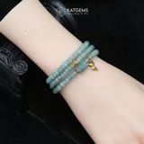  Vòng Chuỗi Lam Ngọc Bánh Xe 5Ly Ngũ Điếu Mix Hồ Ly Và Bi Kim Tiền Vàng (Không Kén Mệnh) 