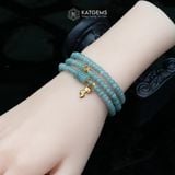  Vòng Chuỗi Lam Ngọc Bánh Xe 5Ly Ngũ Điếu Mix Hồ Ly Và Bi Kim Tiền Vàng (Không Kén Mệnh) 