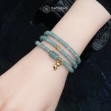 Vòng Chuỗi Lam Ngọc Bánh Xe 5Ly Ngũ Điếu Mix Hồ Ly Và Bi Kim Tiền Vàng (Không Kén Mệnh) 