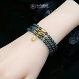  Chuỗi Vòng Lam Ngọc Phớt Gà Đen Jade A 4.6ly Cỏ Bốn Lá, Hạt Gạo, Túi Tiền Vàng (Không Kén Mệnh) 