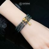  Chuỗi Vòng Lam Ngọc Phớt Gà Đen Jade A 4.6ly Cỏ Bốn Lá, Hạt Gạo, Túi Tiền Vàng (Không Kén Mệnh) 